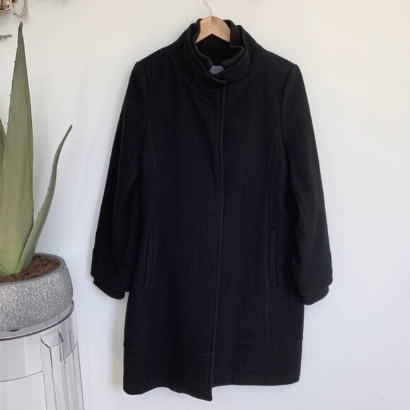 Banana Republic Italian Melton Stadium Coat Wool Coat Large Black - Picture 4 of 12